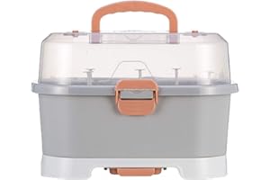 MANYAO Manyo Égoutoire a Biberon et Tetine, Égoutoire à Biberon, Boite Porte-Bouteille Conteneur Avec Couvercle, Égouttoir Biberons en Plastique PP, sans BPA (Gris)