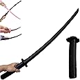 EXNOX 3D Printed Gravity Retractable Samurai Sword Model Toy - Fidget Katana Telescopic Plastic Toy for Adults (Black)