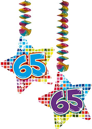 2x Decken Dekoration * 65. Geburtstag * für Kindergeburtstag // 60865 // Birthday Kinder Party Hängende Deko Hanging Deco Zahlendeko Zahl Zahlen