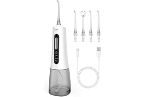 OLLSE Water Flosser Cordless Oral Irrigator Rechargeable Dental Water for Teeth Braces with 300ML Water Tank for Travel & Home Use (White)