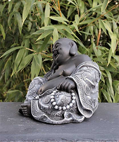 Steinfigur Buddha in Schiefergrau, Figur Deko Statue Garten frostsicher - 2