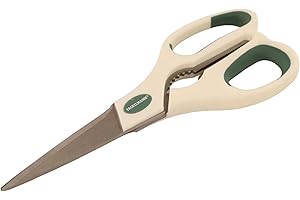PRESTIGE FACKELMANN Tijeras Cocina Multifunción Grandes Acero Inoxidable, Polipropileno y Goma, Blanco y Verde, 22 cm, 1 uds.