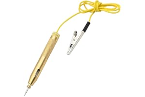 YANCLIFE Tester di Tensione per Auto, Luce di Prova Di Tensione 6v-12v Luce di Prova per Autoveicoli Penna di Prova a Sonda Lunga con Indicatore Luminoso a Morsa per Riparazione Auto (Dorata)