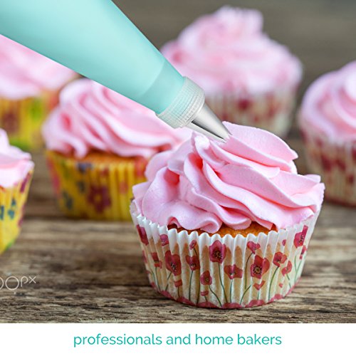 Oria Kuchen Spritztüllen Set, Professionelle 26 Stück Kuchen Einrichtungstipps, Hochwertigen Edelstahl Sahnehäubchen Rohrleitungen Düsen Gebäck Tipps mit 1 Wiederverwendbare Silikon Sahnehäubchen Tasche + 1 Standard Koppler + 1 Blume Nagel - 4