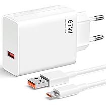 67W Fast USB Charger for Redmi Note 13 Pro 5G/12 Pro/11 Pro, Turbo