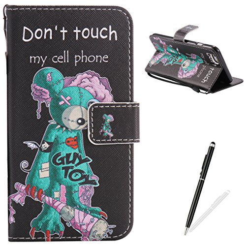 Feeltech iPhone 6 Plus/6s Plus Hülle PU-Leder und Brieftasche Bunte Muster Fall mit Magnetverschluss, Hybrid-Kickstand mit Stand-Funktion, schlagen Sie schützende weiche TPU Stoßstangenabdeckung und Kreditkartenhalter für iPhone 6 Plus/6s Plus Handgelenk Bügel-Buch-Art-Geldbeutel-Tasche mit 2 In 1 Berühren Sie Stift - Grüne Maus
