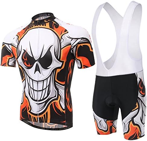 TeyxoCo New Men Skull Firework Cycling Gel Pad Bid Jersey Set S