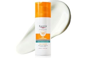 Eucerin Oil Control Dry Touch Face Sun Gel-Creme SPF50+ 50 ml, 50+ Mattifying Face Sunscreen, 50+ Facial Sun Protection Fragrance Free, Ultra Light Texture for Oily Acne and Sensitive Skin