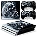 Produktbild Morbuy PS4 Pro Skin Design Folie Aufkleber Sticker schützende Haut Schale für Sony Playstation 4 Pro Konsole und 2 Dualshock Controller (Skull Grey)