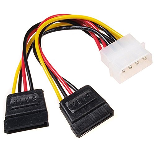 Maclean MCTV-632 Adapter Power Molex Stromkabel 1x 4pin Stecker an 2x 15pin Buchse 2xSATA SATA HDD Kabellänge 15cm - 2