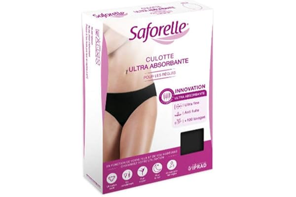 Saforelle Culotte Noire pour les Règles, Noir, L (Lot de 1)