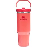 Stanley IceFlow Flip Straw Tumbler Thermos Cup with Straw, Coral (Hot Coral), 0.89 Liter