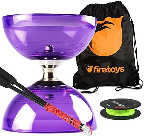 Purple Cyclone Quartz 2 Diabolo w/ Carbon Fibre Diablo Sticks, Accelerate Diabolo String Set &amp; Firetoys® Bag
