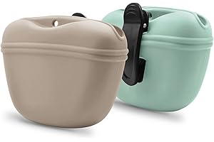 AUDWUD Silikonowe etui na smakołyki dla psa, z zatrzaskiem treningowym, klips na przenośny pojemnik kolejowy, wygodne zamknięcie klamry magnetycznej