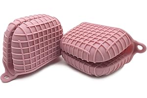 ATWG Mini Oven Gloves Thicken Silicone Pot Holder Mini Oven Mitt Heat Resistant Pinch Covers for Baking, Cooking, Bbq Grilling (Pink)