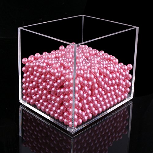 Organizer Kosmetik Pinsel Kosmetikorganiser Klar Acryl Makeup Pinsel Aufbewahrungs Makeup Bürstenhalter mit Perlen MeetYours (Kasten + Pink Perle)