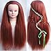 TOPBeauty Wine Red Synthetic Hair Hairdressing Practice Training Head Doll Mannequin With Clamp