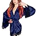 Produktbild Kimono Yazidan Frau Seide Dressing Puppe Spitze Sexy Unterwäsche Bademantel Nachtwäsche Tiefer V-Ausschnitt Kleid Seidig Satin Chemise Nighties Elegant Einfarbig Schlaf-Kleid Übergröße(Blau,2XL)