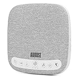 White Noise Sound Machine - August Se160-14 Natural Sounds Relaxing, Soothing, Rain, Bird, Fan, Sleep Aid For Adults - Volume, Timer, Portable 60 Hour Battery Usb C - White