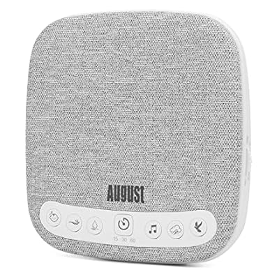 White Noise Sound Machine - August Se160-14 Natural Sounds Relaxing, Soothing, Rain, Bird, Fan, Sleep Aid For Adults - Volume, Timer, Portable 60 Hour Battery Usb C - White