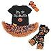 MY 1ST HALLOWEEN Dress Black Bodysuit Web Pumpkin Tutu Leg Warmer 3pc Set Nb-18m (0-3month)