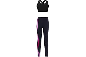CHICTRY Enfant Fille Ensemble de Sport Danse Crop Top Dos Croisées Débardeur Brassière de Sport Yoga Dos Nageur Haut et Pantalon Gym Fitness Dancewear 4-16 Ans