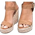 VICKI·VICKI Women's Platform Sandals Wedge Ankle Strap Open Toe Sandals