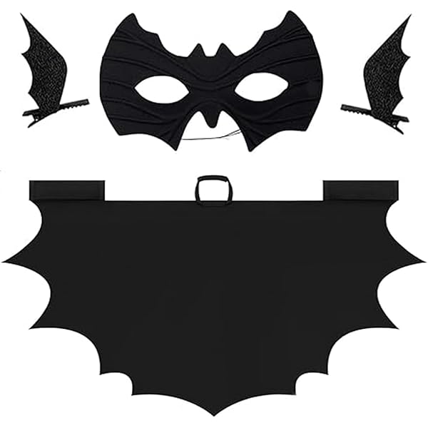 Fledermaus Kostüm Für Kinder (120 Cm) | Mit Umhang, Maske & Haarspangen | Halloween, Karneval, Cosplay