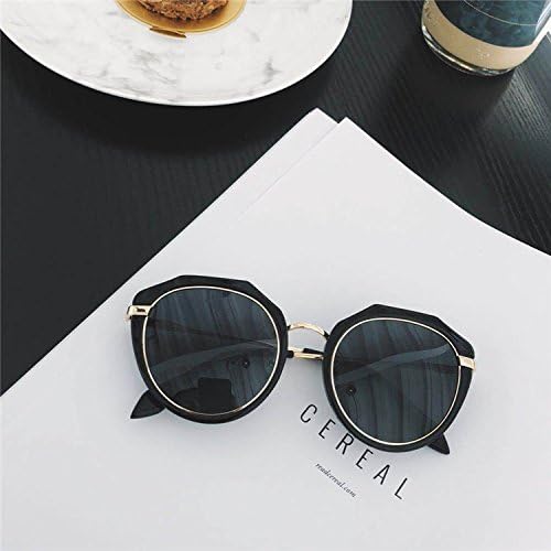 Net Red Sunglasses female new tide Black Sunglasses female round face star with the same kind of light glasses generous face,Black (polarizing)
