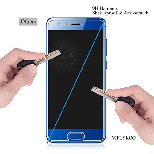 VIFLYKOO Huawei Honor 9 Panzerglas Schutzfolie, Härtegrad 9H superdünn kratzfest HD Klar Ballistic gehärtetem Glas Displayschutzfolie für Huawei Honor 9 - 7