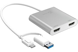 j5create USB Type-C to Dual HDMI Multi-Monitor Adapter with USB Type-A convertor | 4K + 2K | Compatible with Microsoft and Mac (JCA365)