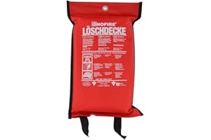 NoFire große XL Brandschutzdecke 1,6 x 1,8 m - DIN EN 1869 geprüfte Feuerlöschdecke -Spezialimprägnierung gegen Fett und Öl zur Ersten Hilfe - Schutztasche mit Entnahmebänder Metallöse zur Aufhängung