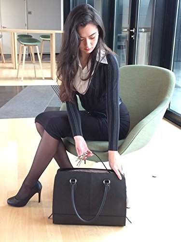 Su B 15 6 Zoll Laptoptasche Fuer Damen   Spaltleder   Professionelle Designer Aktentasche  Handtasche  Schultertasche   Schwarz