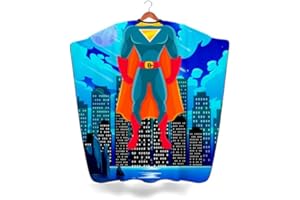 BM BARBER MOOD Capa de peluquería para niños, original Barbermood, capa de peluquería profesional, capa de corte de pelo, 90 cm x 120 cm, impermeable, transpirable, ajustable, lavable, azul, 90 cm x 120 cm