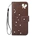 Produktbild Hülle für Galaxy A5 2015,Homikon PU Leder Hülle Retro Schön Schmetterling Blume Prägung Schutzhülle für Frauen Mädchen Brieftasche Ledertasche Bookstyle Bling Glänzend Glitzer Glanz Diamant Handyhülle Flip Wallet Case Kunstleder Lederhülle Ultra Slim dünne Stoßfeste Schutz Rückschale Handy Hülle Protective Rundum-schutz Cover mit Standfunktion Kredit Kartenfächer Magnetverschluss Tasche Etui für Samsung Galaxy A5 2015 - Braun