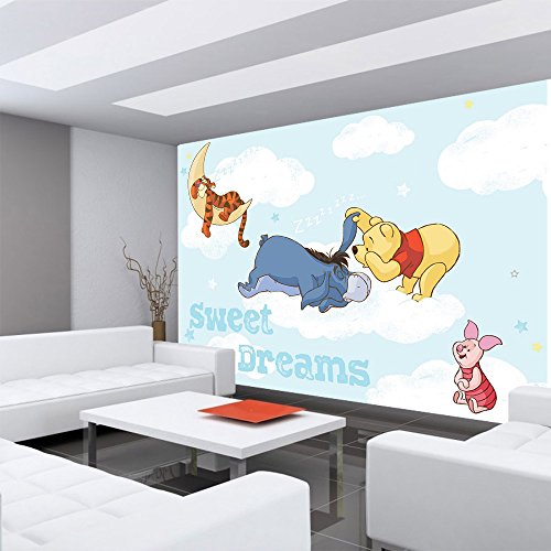Fototapete 254×184 cm PREMIUM Wand Foto Tapete Wand Bild Papiertapete – Disney Tapete Winnie Pooh Kindertapete Cartoons Tigger Esel Ferkel Wolken blau – no. 1396 - 6