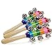 Hangqiao Baby Kids Rainbow Wooden Handle Bell Jingle Stick Shaker Rattle Toys