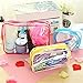 Qianle Women Transparent PVC Clear Waterproof Makeup Wash Holder Pouch Blue L