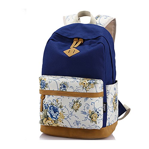 Moollyfox Filles Garçons adolescents Bleu Toile sac de randonnée de sac d'école Sac à dos multi-fonction - Voyages, scolaire, loisirs