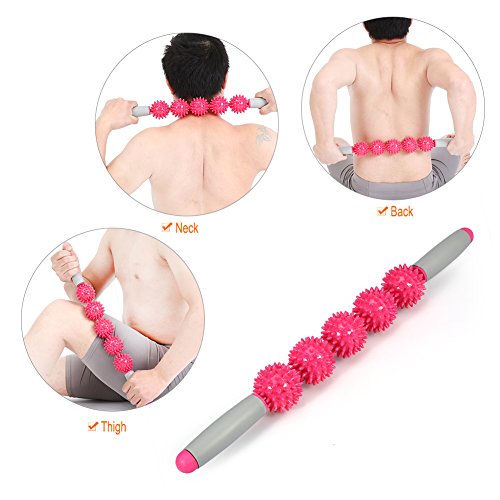 Preisvergleich Produktbild Muskel Massageroller Stick für Nackenmassage Mini Nackenmassagegerät Sport Trainings Massagegerät Fitness Geräte für Nacken Schulter Rücken Arm Bauch Fuss Trigger Point Schmerz Abnehmen(Rosa)