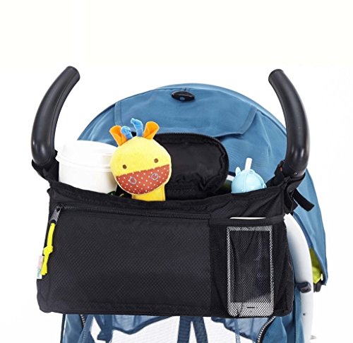 DE'LANCI Stroller Accessories for Most Strollers Baby Stroller Organiser with Mobile Phone Holder ,Cup Holder,Baby Organiser for Pushchairs, Prams, Strollers