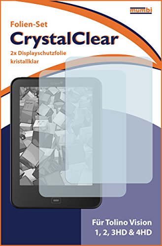 2 x mumbi Schutzfolie Tolino Vision 1, 2, 3HD, 4HD Folie Displayschutzfolie - 3