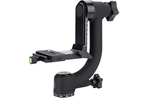 SALALIS Gimbal Tripod Head, Quick Release Plate Panoramic Gimbal Tripod Head 360 Degree 1/4in Screw Hole 3/8in Thread for Camera Telephoto Lens