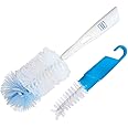 Mee Mee 360° Movable Silicone Bristle Baby Feeding Bottle & Nipple Cleaning Brush | Ergonomic Handle | Easy to Clean Bottle Corners for Narrow & Wide Neck | BPA Free, Easy Hanging Storage (Dark Blue)