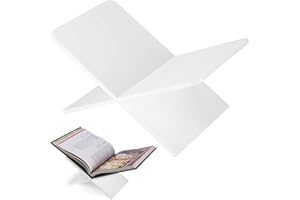 DECORANY Soporte Acrílico para Libros 28 x 18 x 15 cm Soporte Abierto Grande para Exhibir Libros Libro de Arte Biblia Libro de Visitas –Mesa de Café Stand Libro de Lectura – Blanco, Opaco