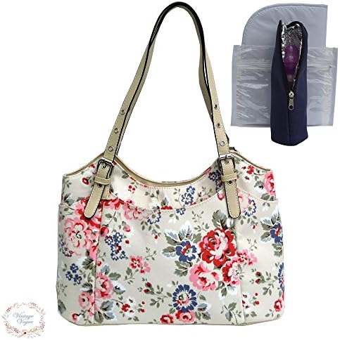 Vintage Vogue Changing Bag with Changing Mat -Classic Cream Floral