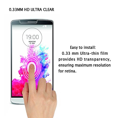 [3 Stück] LG G3 Panzerglas Schutzfolie, WEOFUN Ultra-klar LG G3 Displayschutzfolie, Panzerfolie für LG G3 Folie [0.33mm, Anti-Kratzen, Anti Fingerprint, 9H Härte] - 2