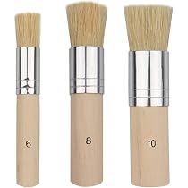 CL-Lin Set Di 3 Pennelli In Legno Con Setole Naturali | Dimensioni 13,5/16/18 Mm | Per Pittura Acrilica, Olio, Stencil E Fai Da Te