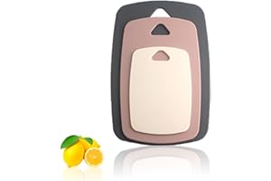 BASUIT 3 Pcs Chopping Board - Kitchen Cutting Boards, Cutting Tray, Different Sizes, Dishwasher Safe, Multicolour,Non-Slip BPA Free Plastic Chopping Board for Vegetables and Fruits, Meat(Pink,S+M+L)