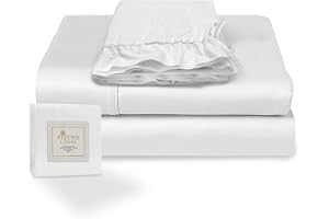 Pizuna Juego sabanas 105x200 Algodon Blanco, Lujoso satén 100% algodón de Fibra Larga de 400 Hilos Juego Sabana 105 cm con 1 Sabana encimera, 1 Sabana Bajera, 1 Funda Almohada cilindrica